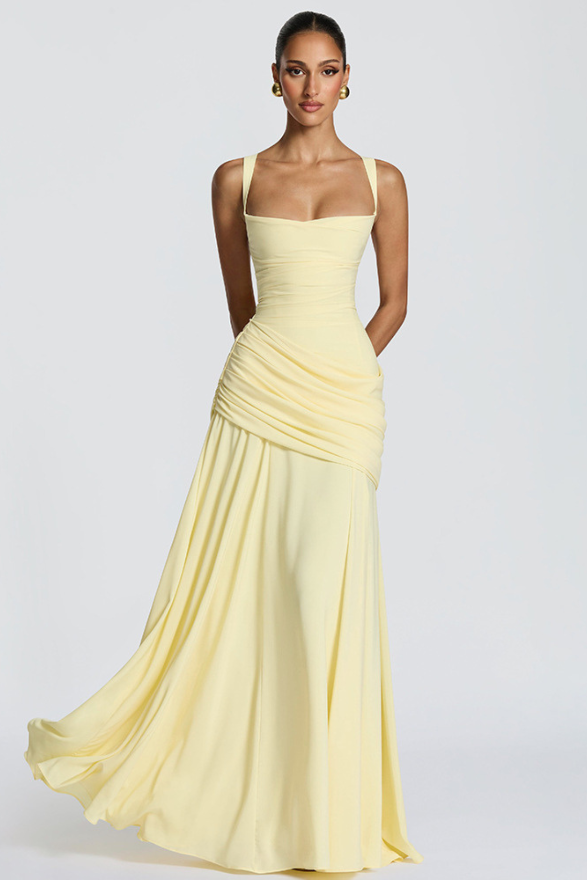 ladies maxi dresses for weddings Women Dress A Line Draped Crossover Fluid Wedding Guest – Maison Loire The skirt of this Size:4Y(110CM) Wedding Guest Macys Women HTH2180-BLACK-ONESIZE