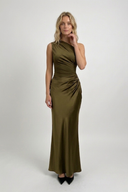 Valentine one-shoulder satin maxi dress
