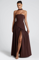 Elodie bustier asymmetric maxi dress