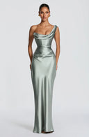 Eurydice draped cowl satin maxi dress