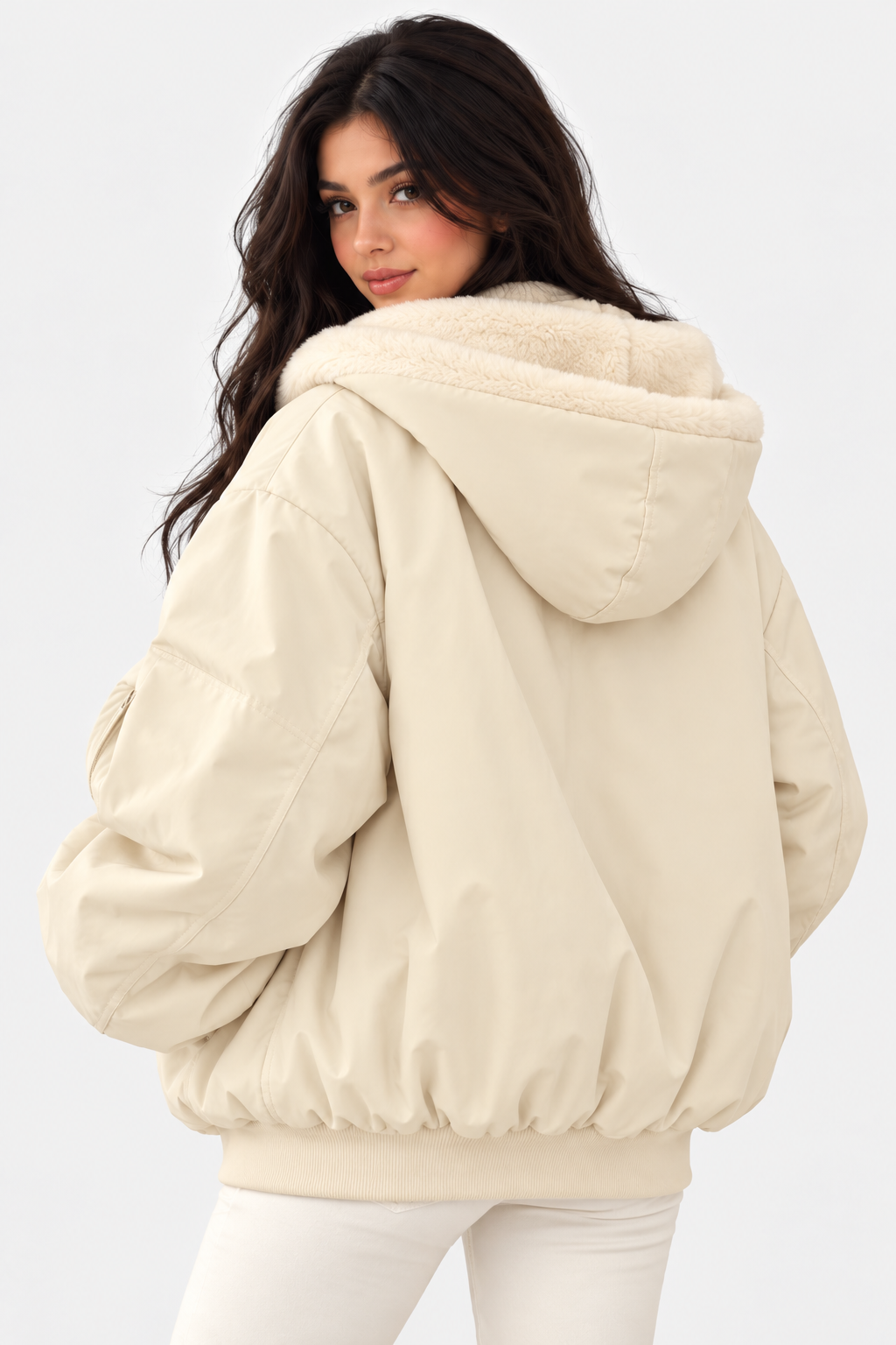 Women Reversible Oversized Fleece Jacket