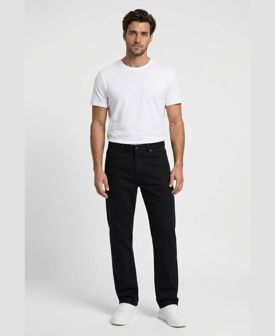 Jeremy Straight Leg Jeans men's bottoms in black, front view 9:11