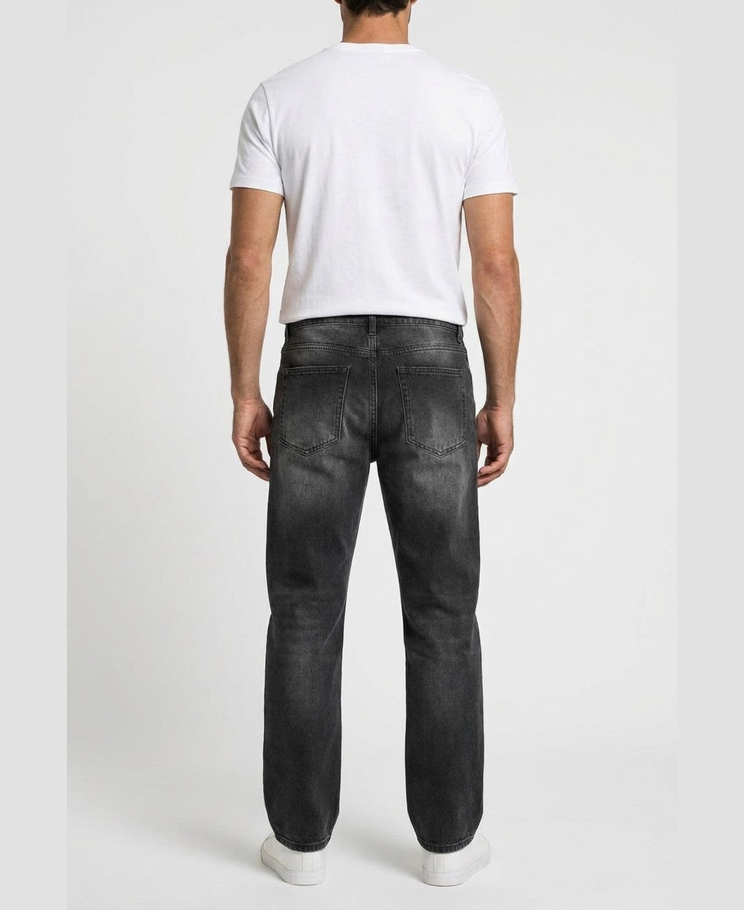 Owen Relaxed Jeans men's bottoms in black, back view 9:11
