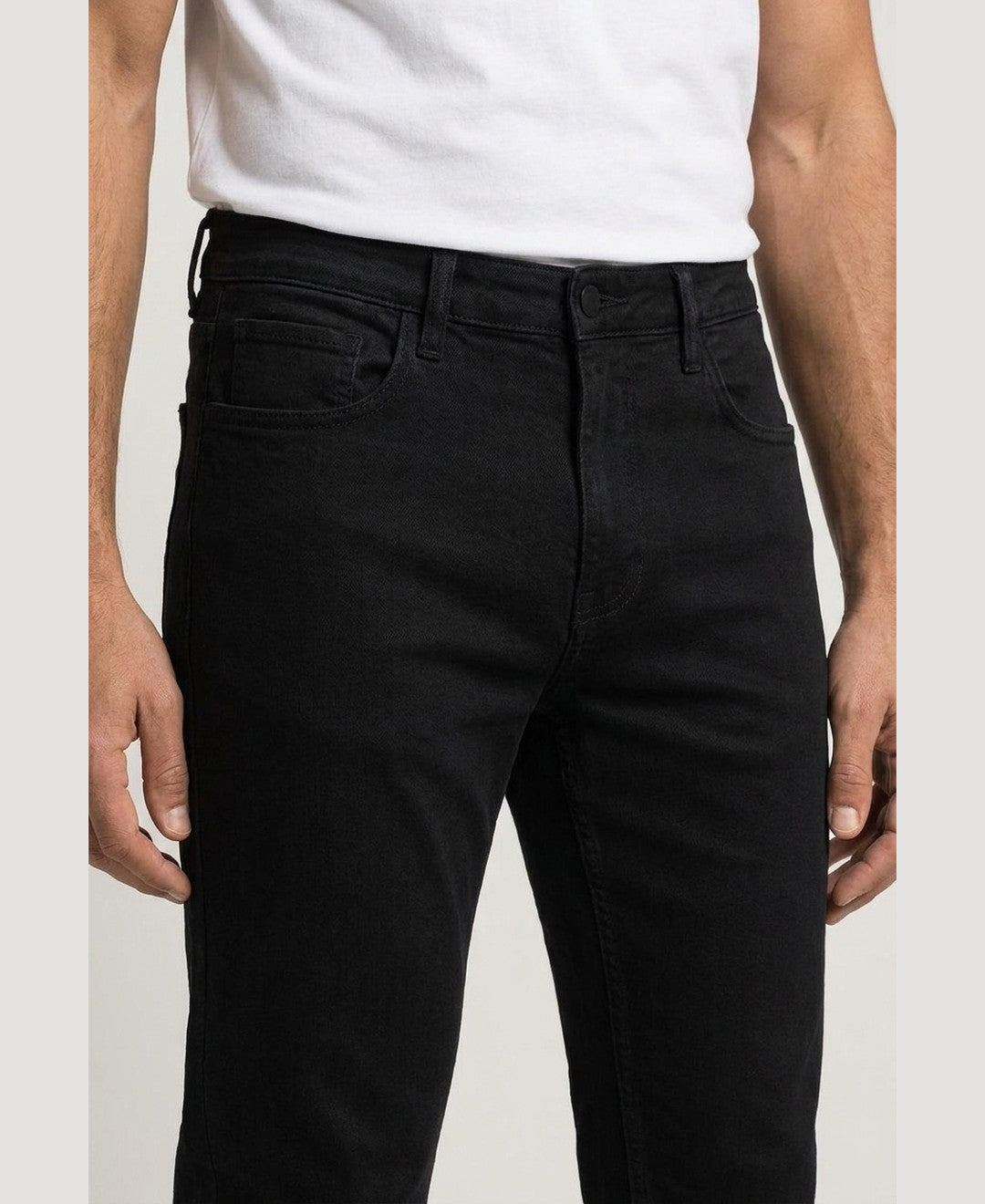 Dylan Slim Jeans men's bottoms in black, closeup view 9:11
