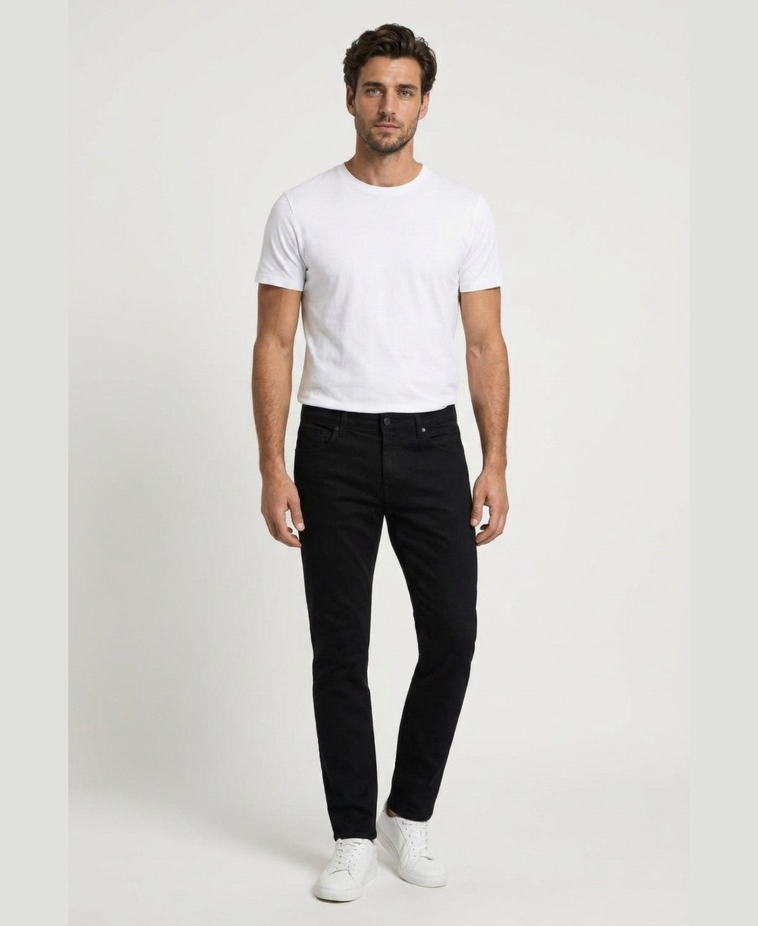 Dylan Slim Jeans men's bottoms in black, front view 9:11