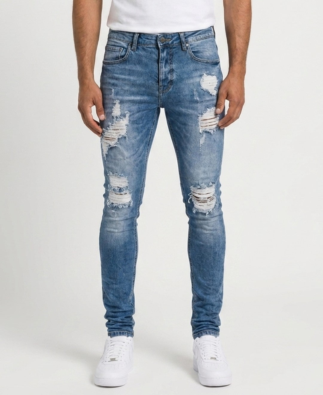 Kian Ripped Slim Jeans in Blue 9:11 hero