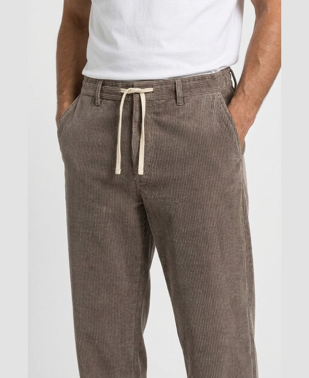Marcel Corduroy Trousers men's bottoms in brown, closeup view 9:11