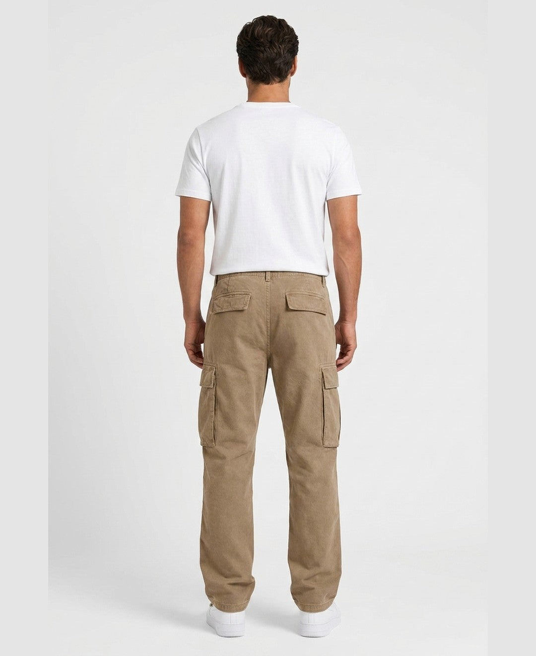 Reid Cargo Trousers men's bottoms in khaki, back view 9:11