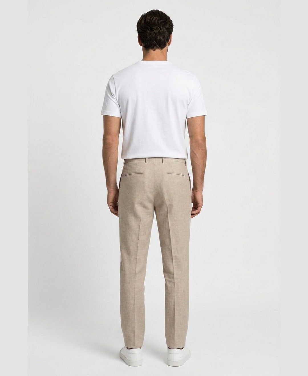 Marcus Pleated Trousers men's bottoms in beige, back view 9:11