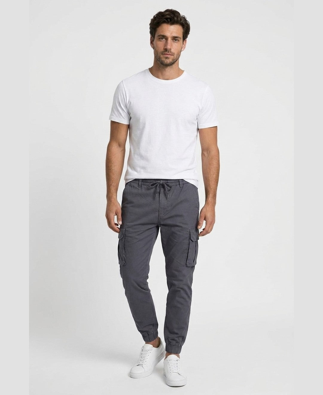 Sam Cargo Joggers men's bottoms in grey, front view 9:11