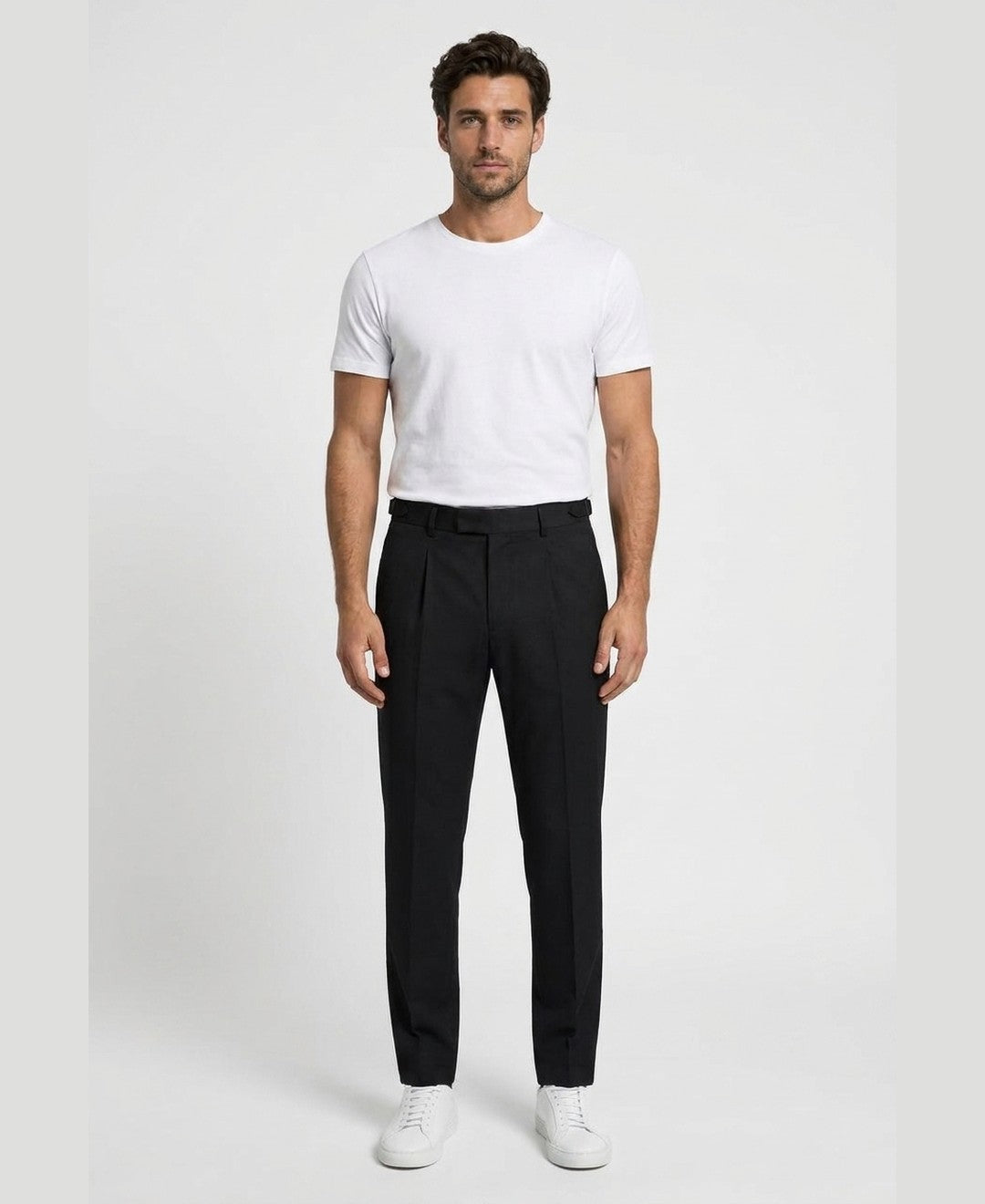 Carl Elegant Trousers men's bottoms in black, front view 9:11