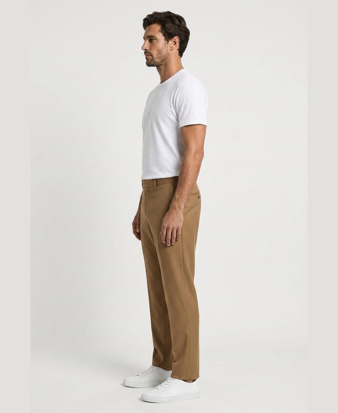 Carl Elegant Trousers men's bottoms in light brown, side view 9:11