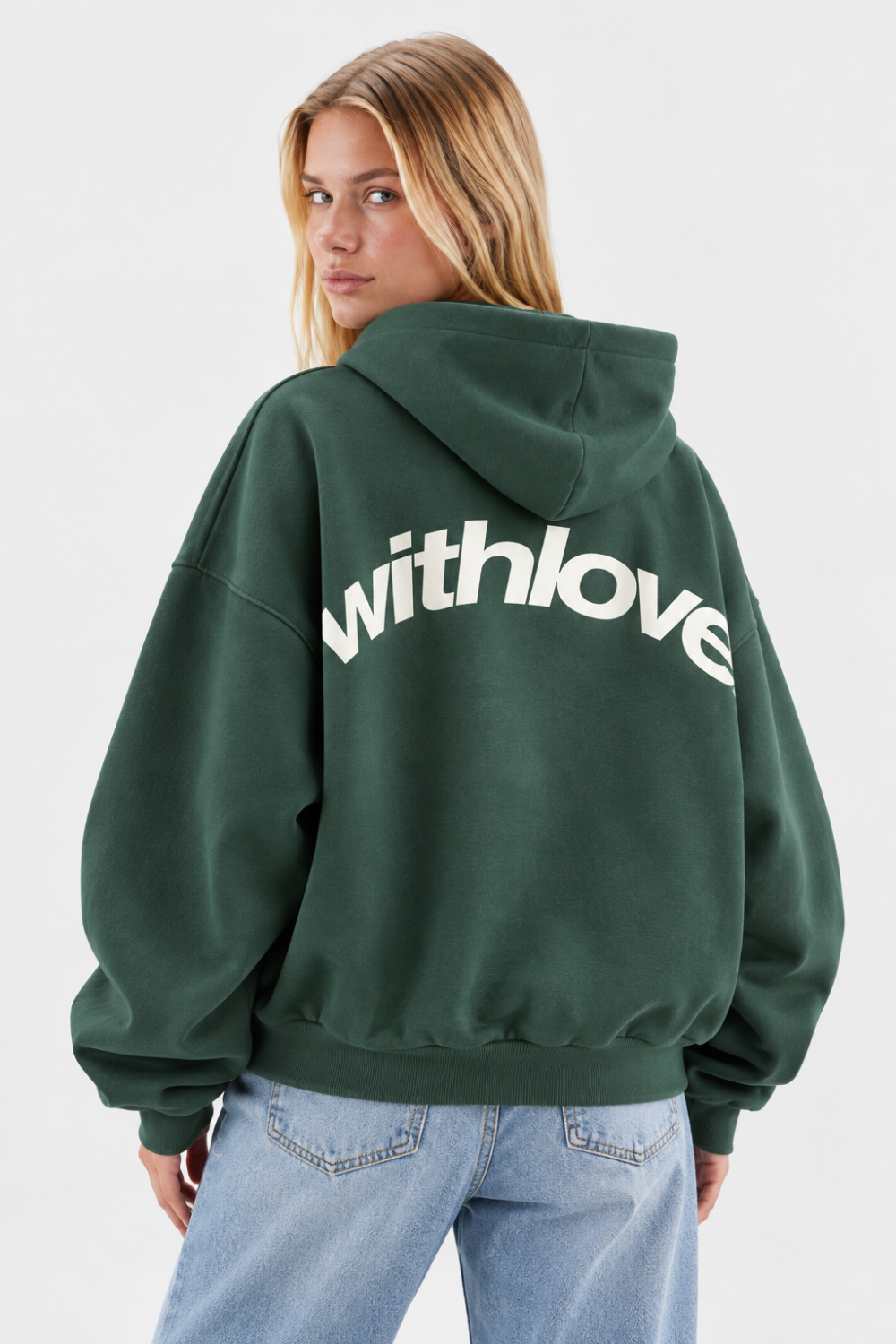 Women Hoodie Oversized Front Pocket Logo Print