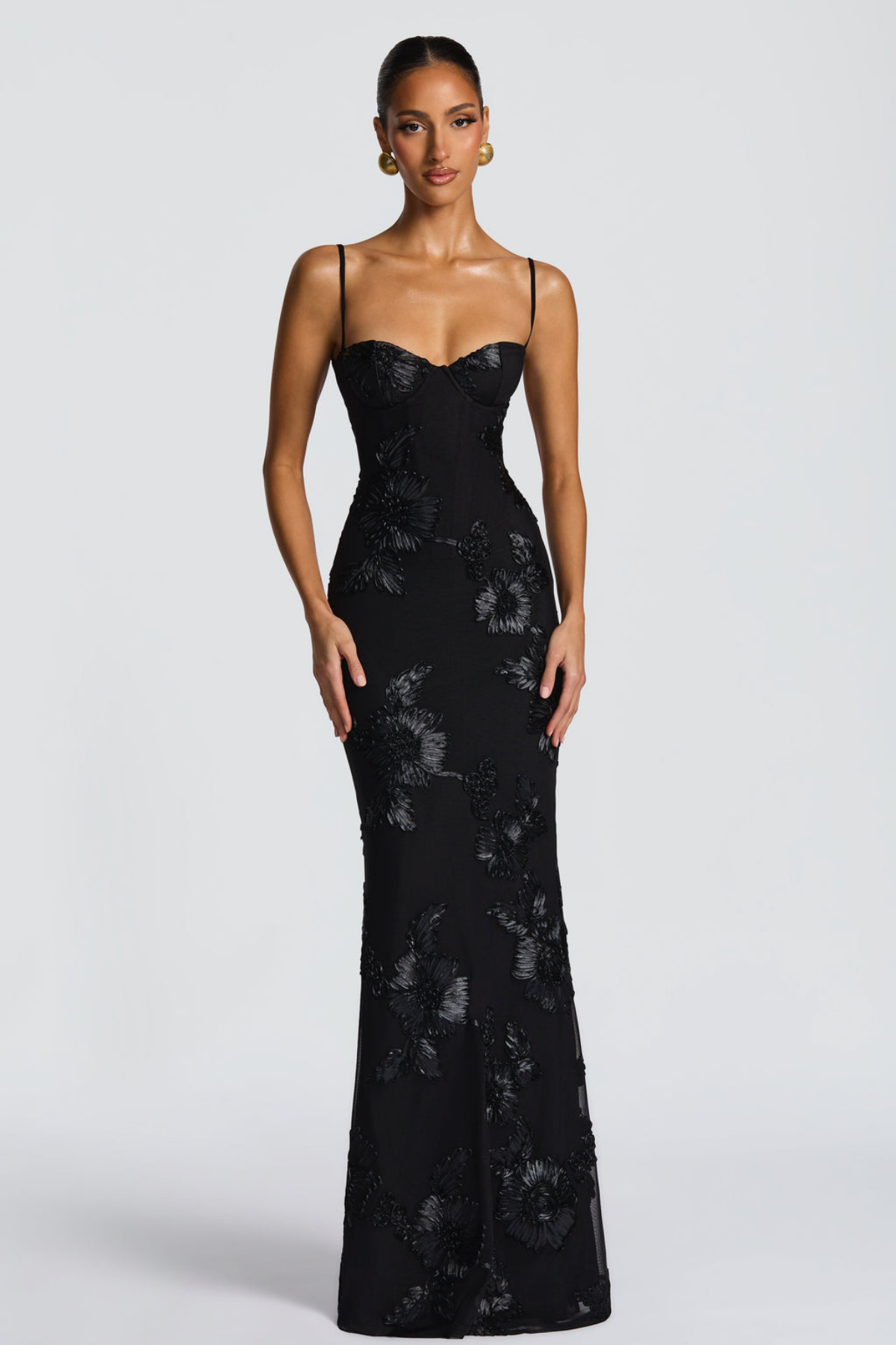 Seraphina floral embroidered bustier maxi dress