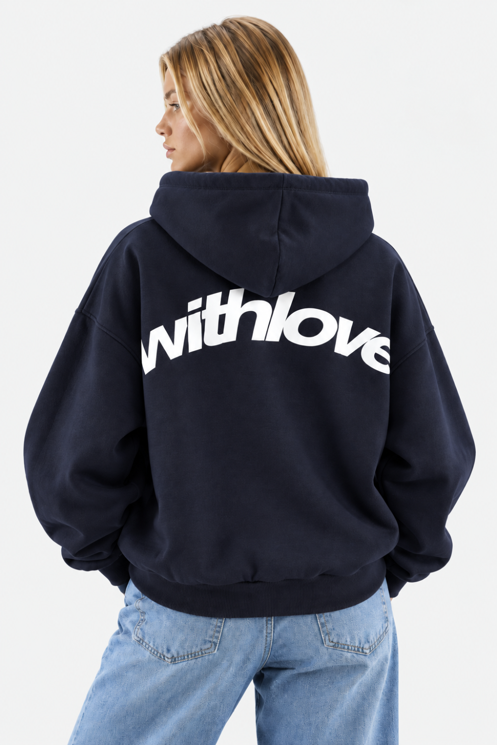 Women Hoodie Oversized Front Pocket Logo Print