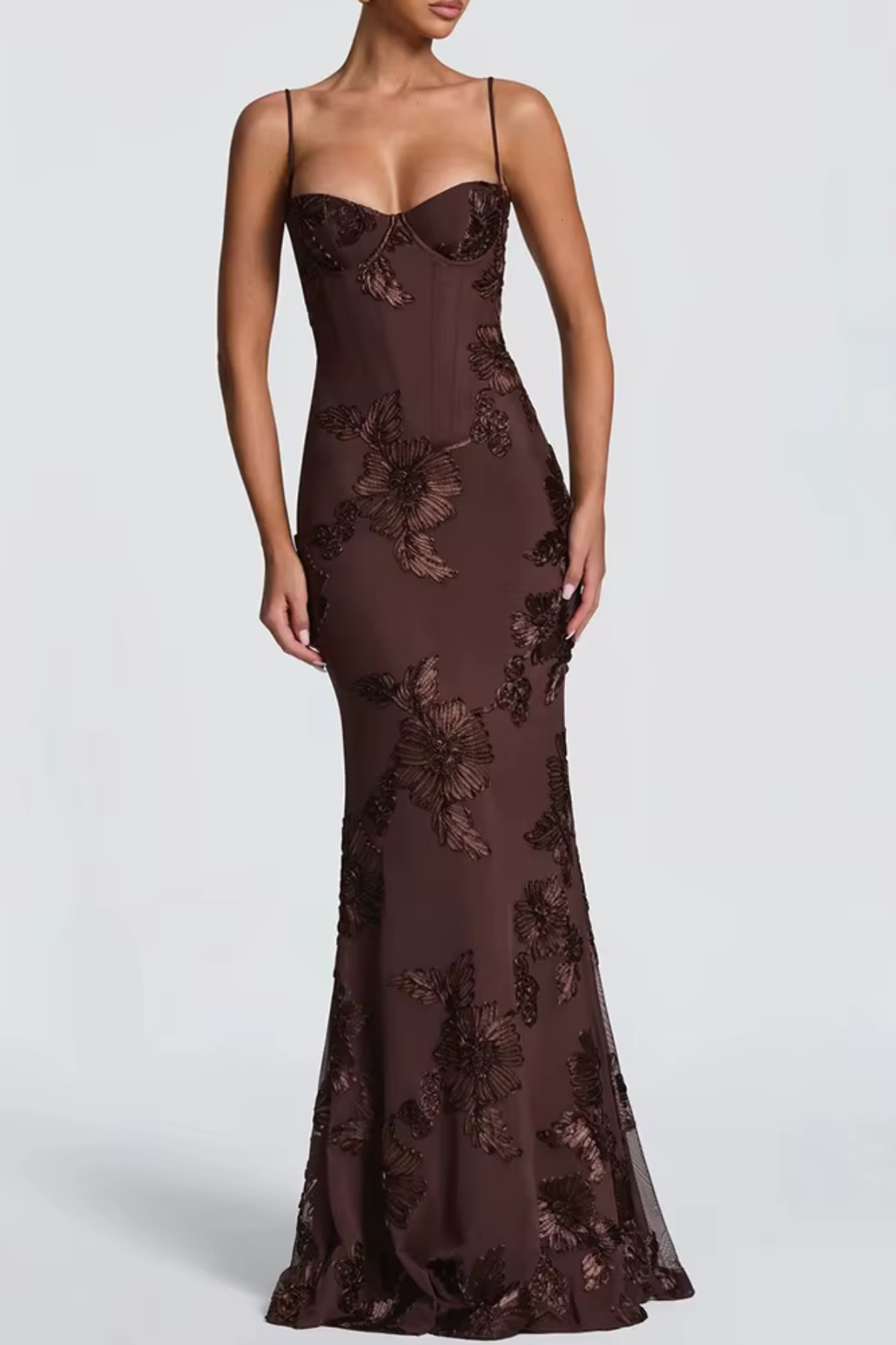 Seraphina floral embroidered bustier maxi dress