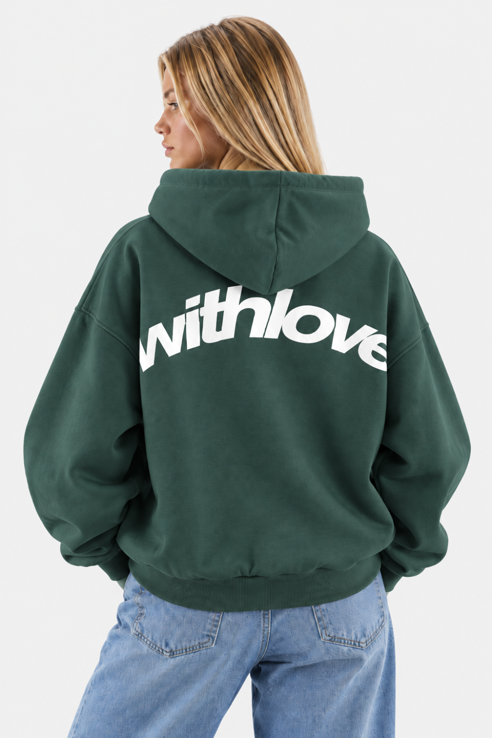 Women Hoodie Oversized Front Pocket Logo Print