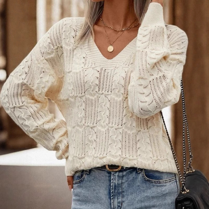 Skye Open Knit Lace Up Back Jumper in Cream