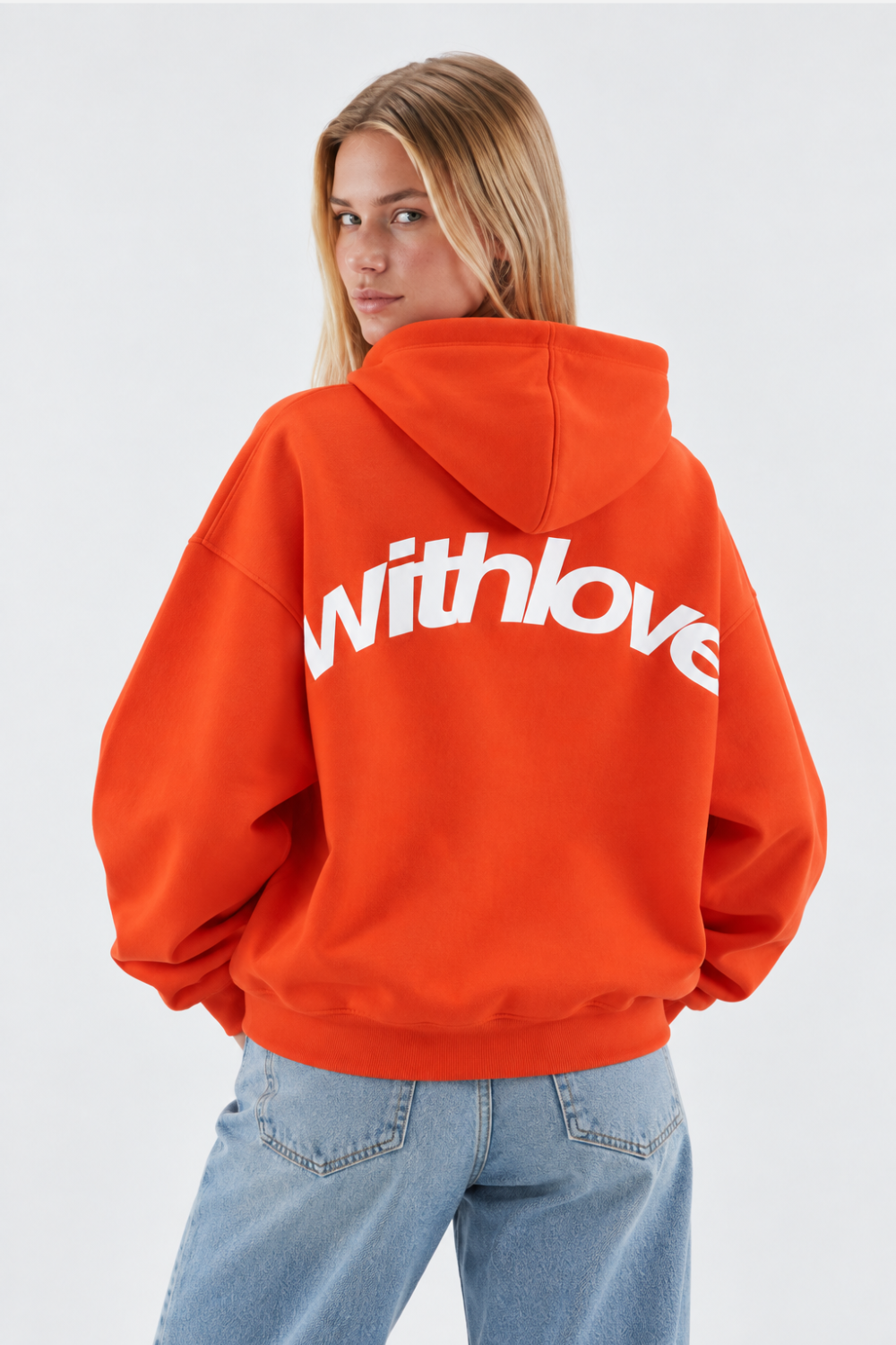 Women Hoodie Oversized Front Pocket Logo Print