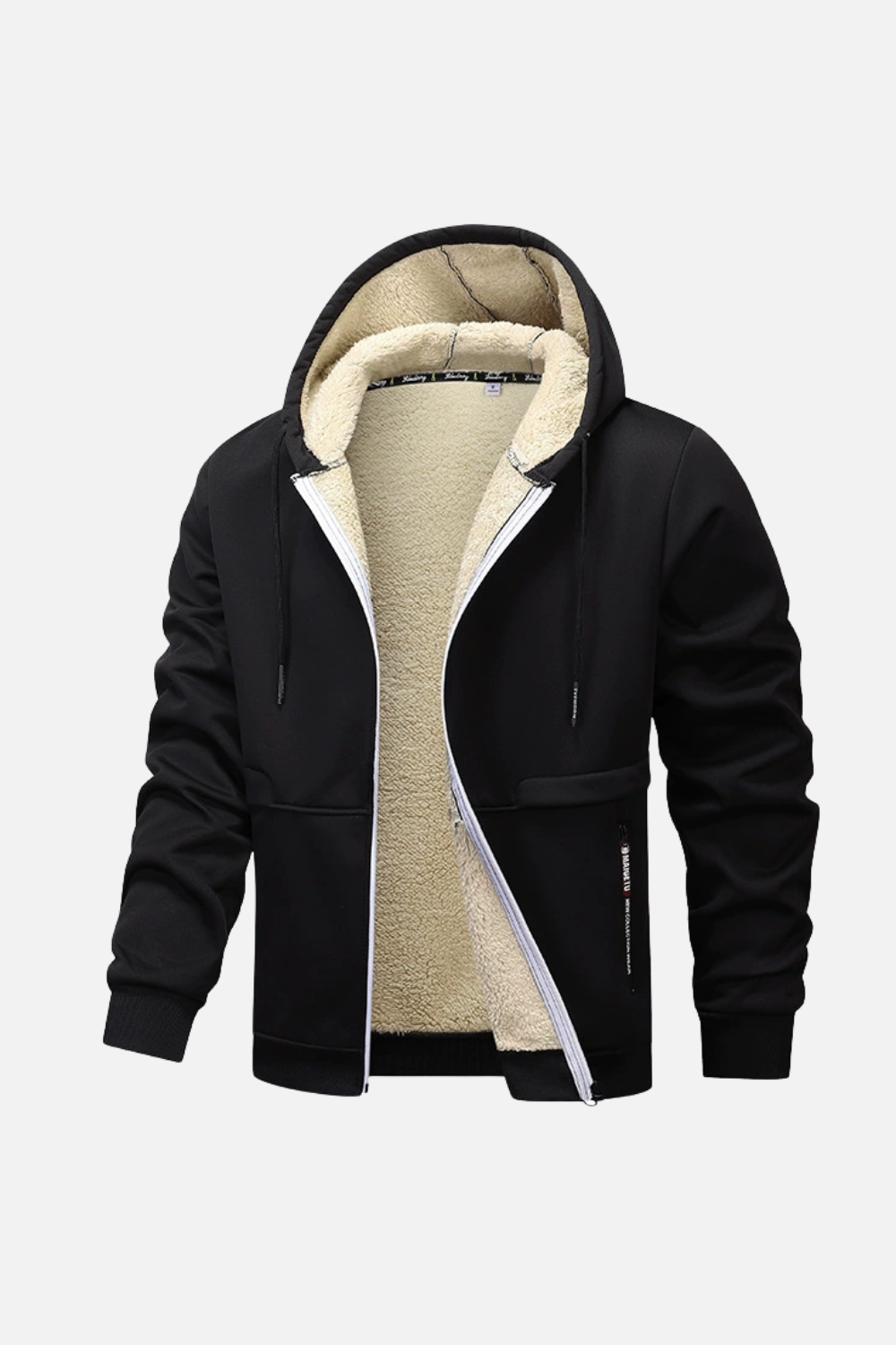 Giacca con cappuccio da uomo foderata in pile sherpa