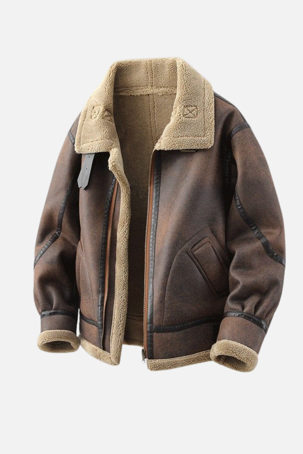 Homme Bomber Aviateur Col Laine Agneau