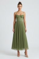 Alice sage green tulle bustier midi dress