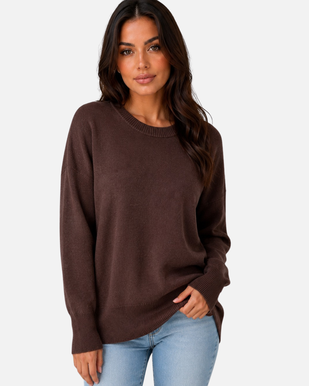 Women Oversized Knitted Jumper Crew Neck