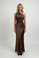 Valentine one-shoulder satin maxi dress