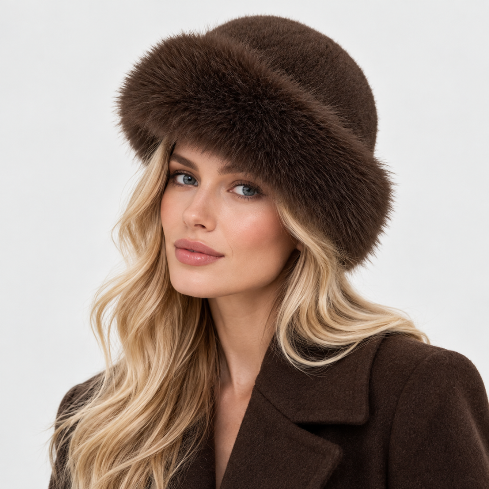 Donna Colbacco Pelliccia Sintetica Bordo Soffice