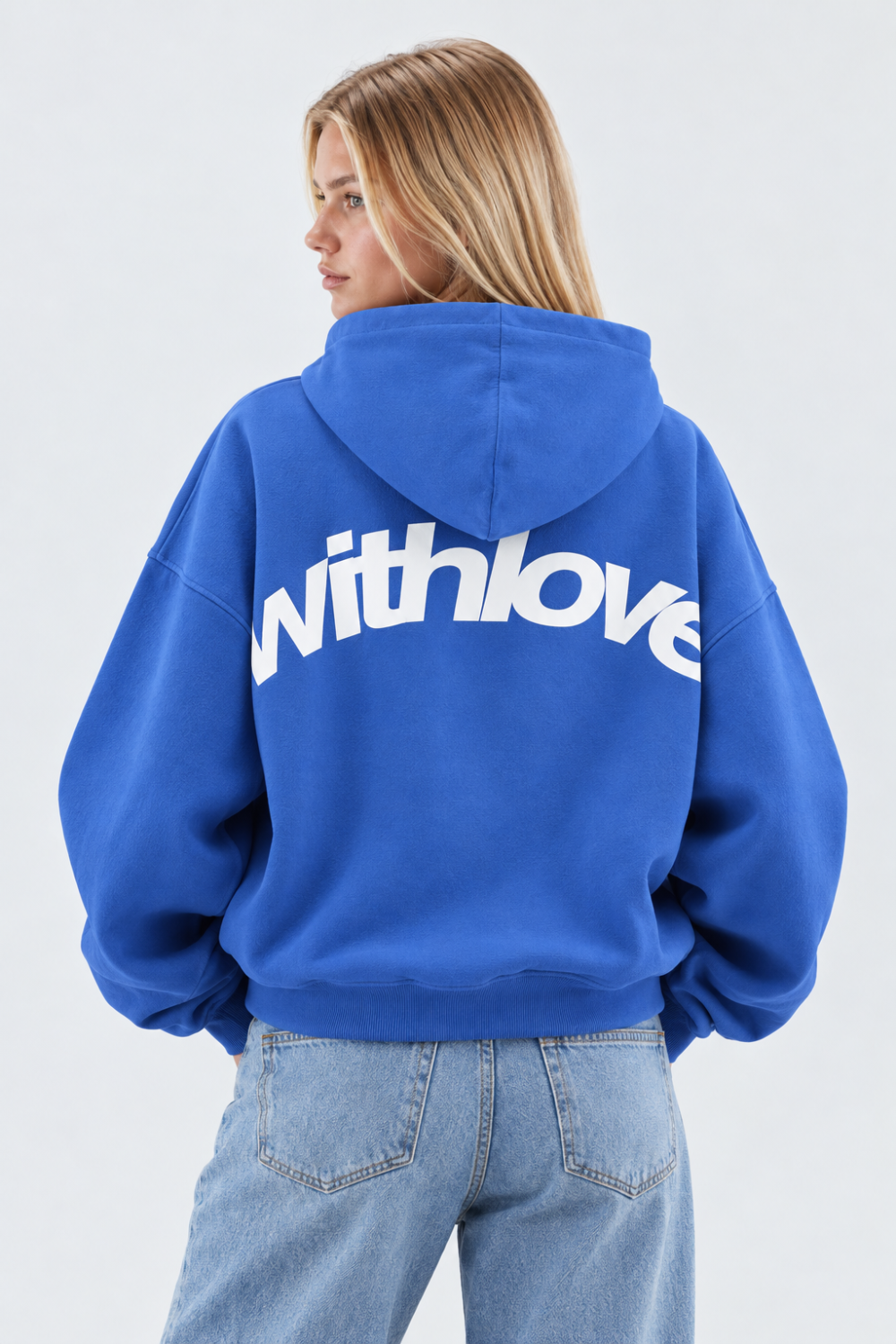 Women Hoodie Oversized Front Pocket Logo Print