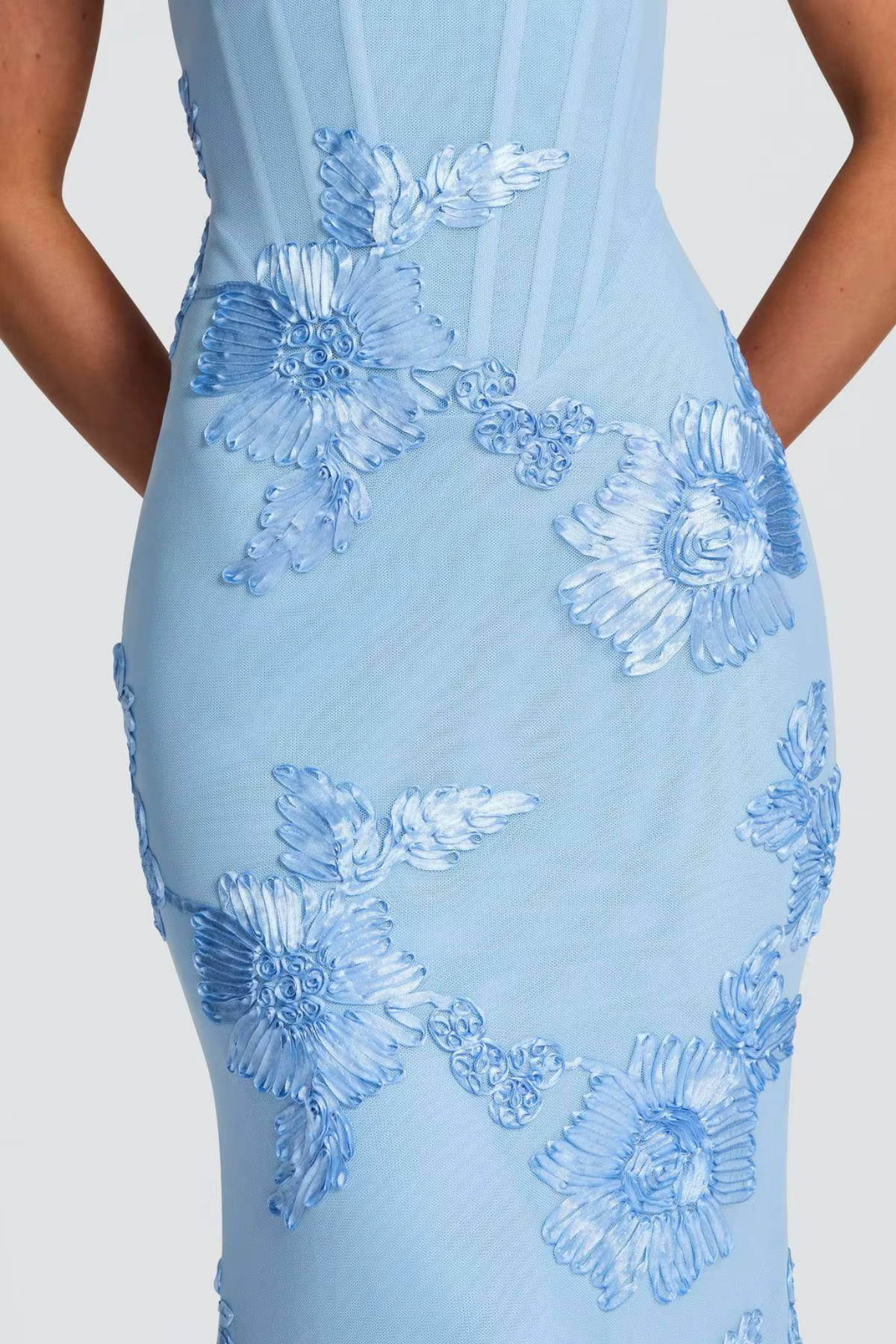 Seraphina floral embroidered bustier maxi dress