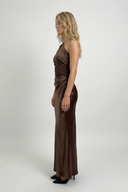 Valentine one-shoulder satin maxi dress