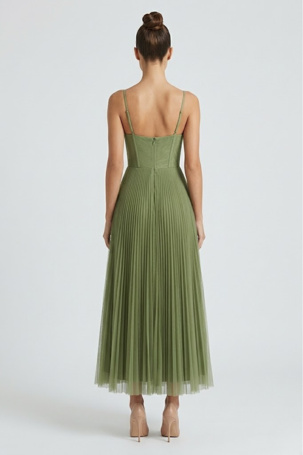 Alice sage green tulle bustier midi dress