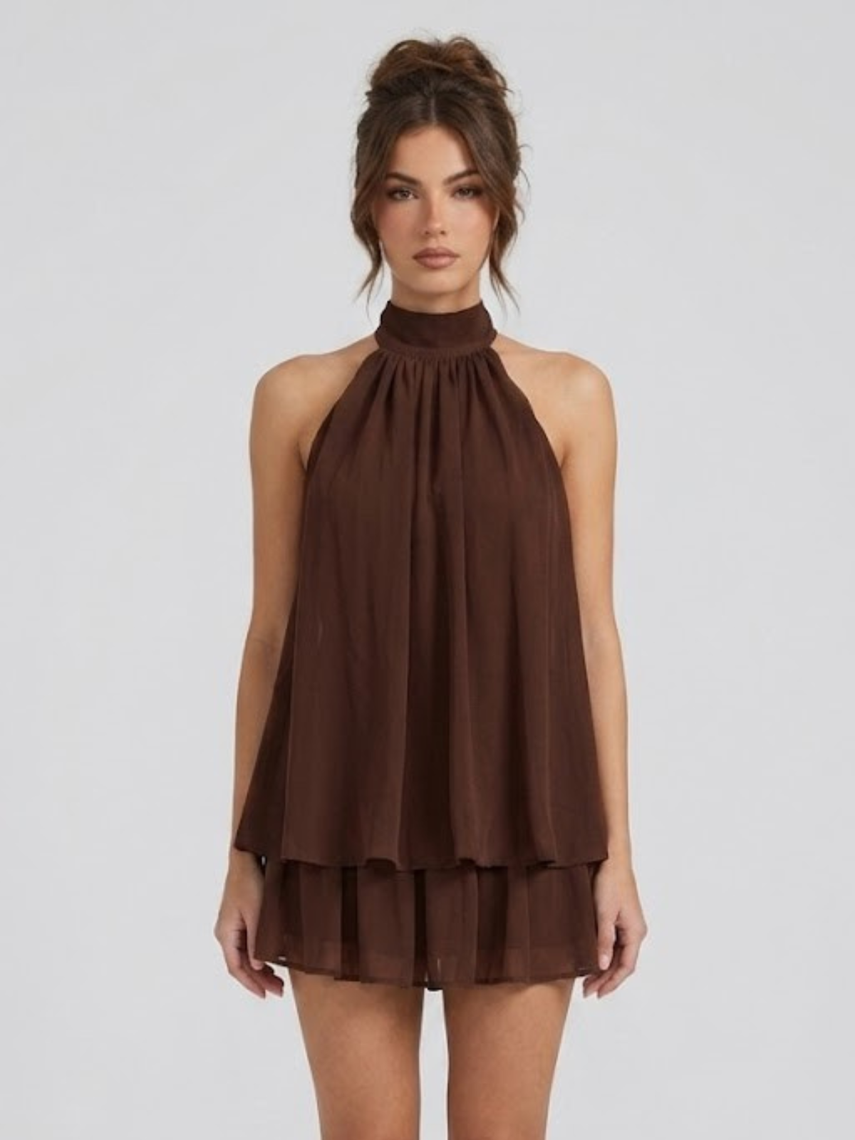 Evelyne halter chiffon mini dress