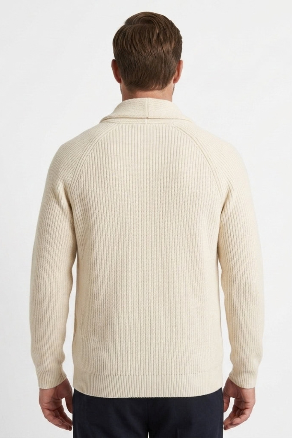 Men Shawl Collar Cardigan Chunky Ribbed Knit