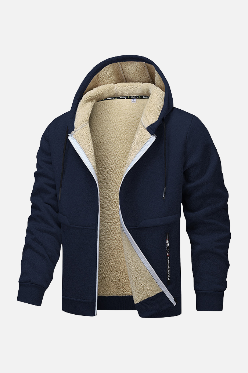 Giacca con cappuccio da uomo foderata in pile sherpa
