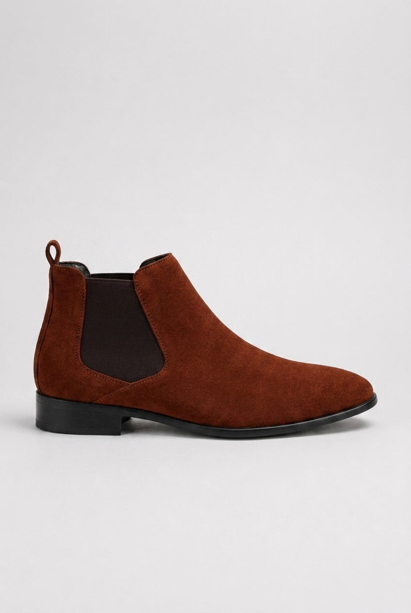 Felix men's suede Chelsea boots in brown side profile