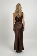 Valentine one-shoulder satin maxi dress