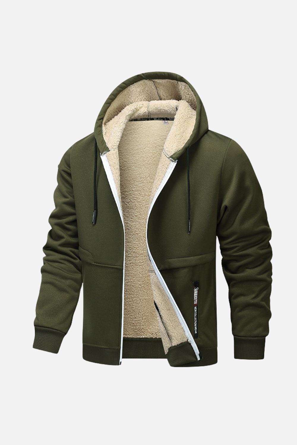 Giacca con cappuccio da uomo foderata in pile sherpa