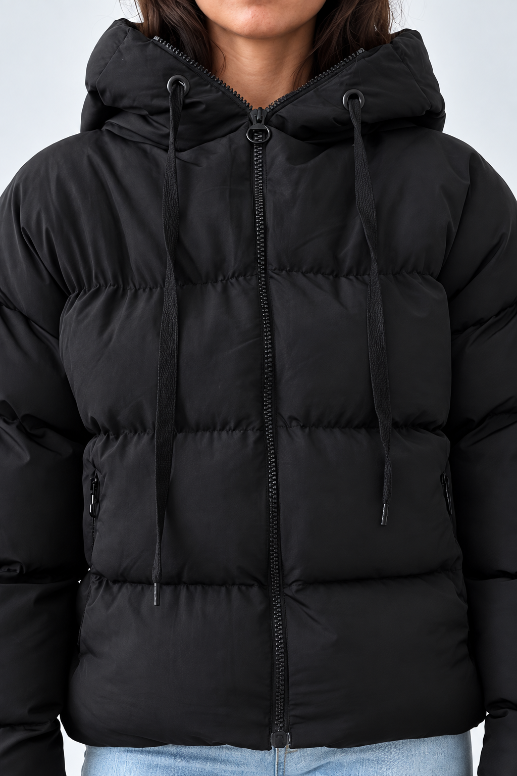 Una Cropped Hooded Puffer Jacket