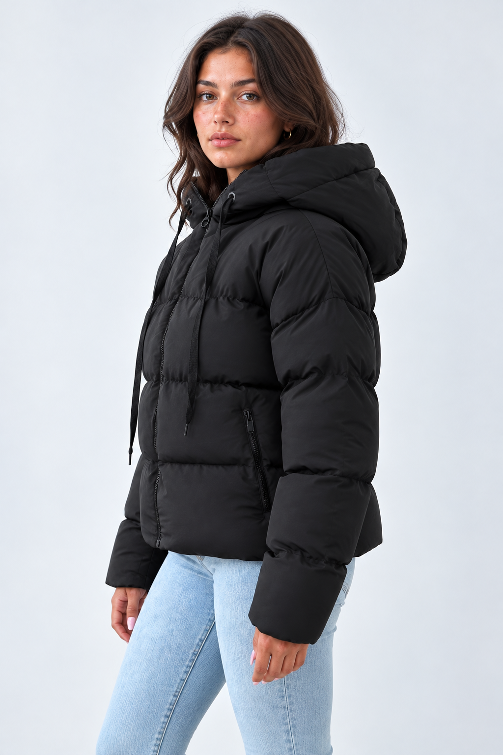 Una Cropped Hooded Puffer Jacket