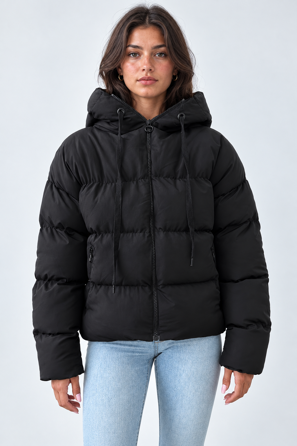 Una Cropped Hooded Puffer Jacket