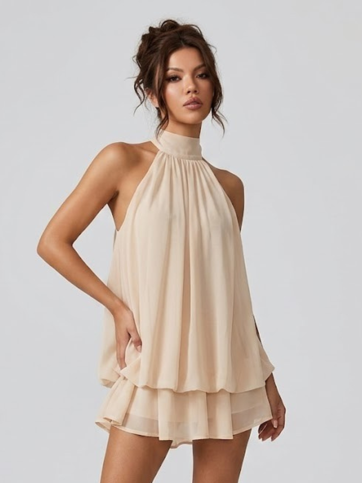 Evelyne halter chiffon mini dress