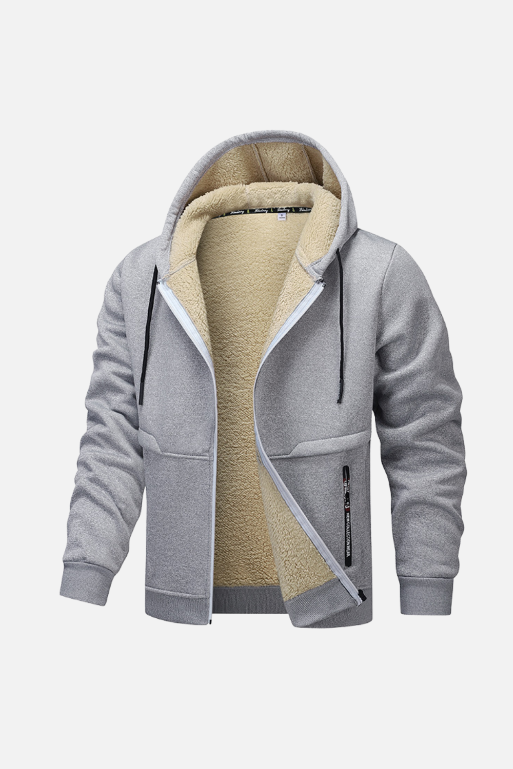 Giacca con cappuccio da uomo foderata in pile sherpa