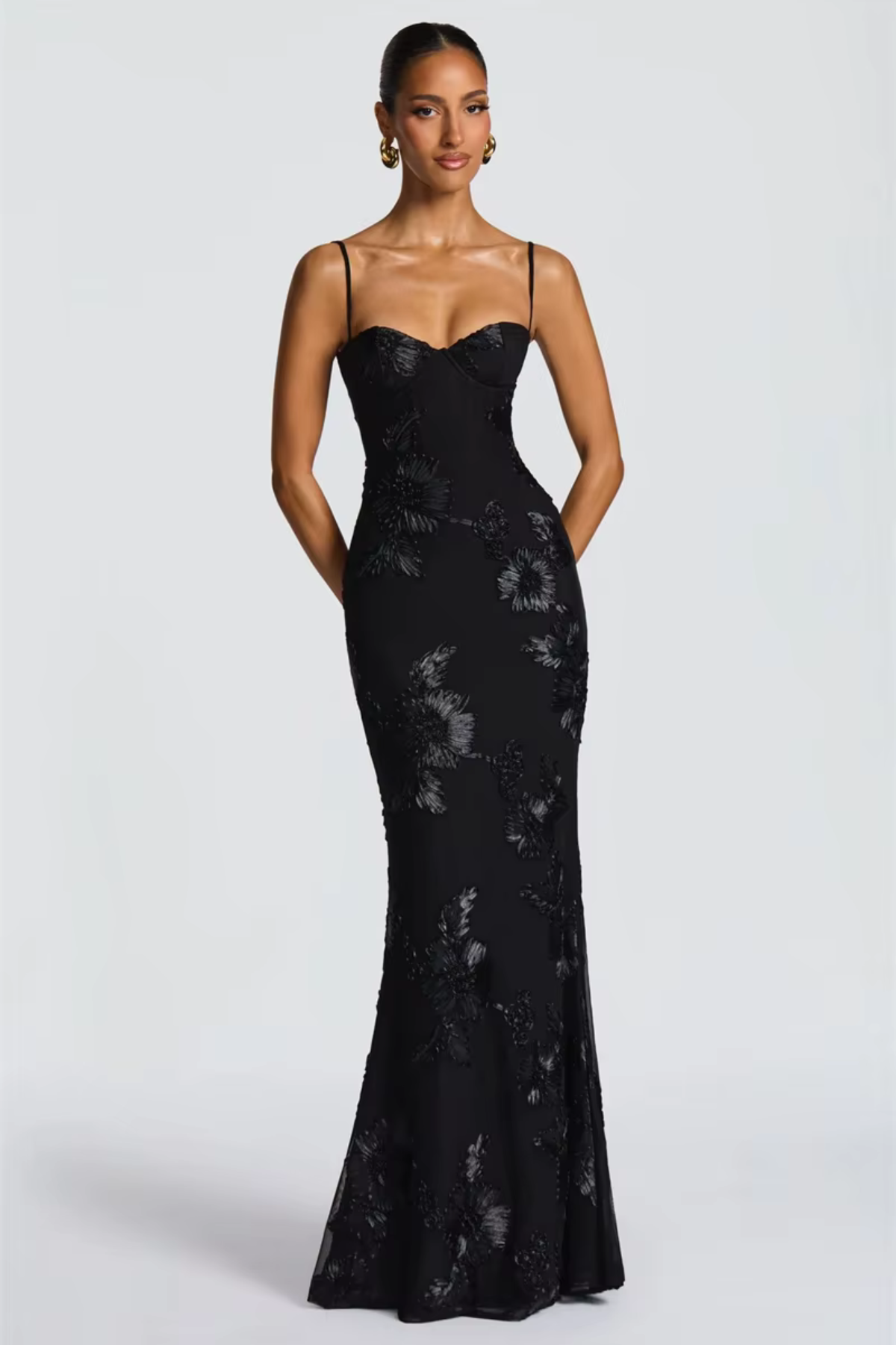 Seraphina floral embroidered bustier maxi dress