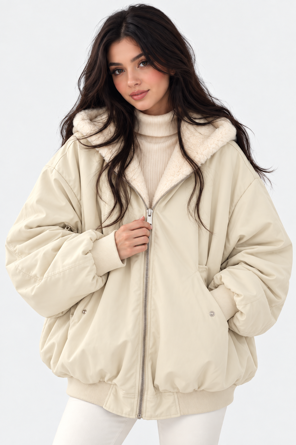Women Reversible Oversized Fleece Jacket