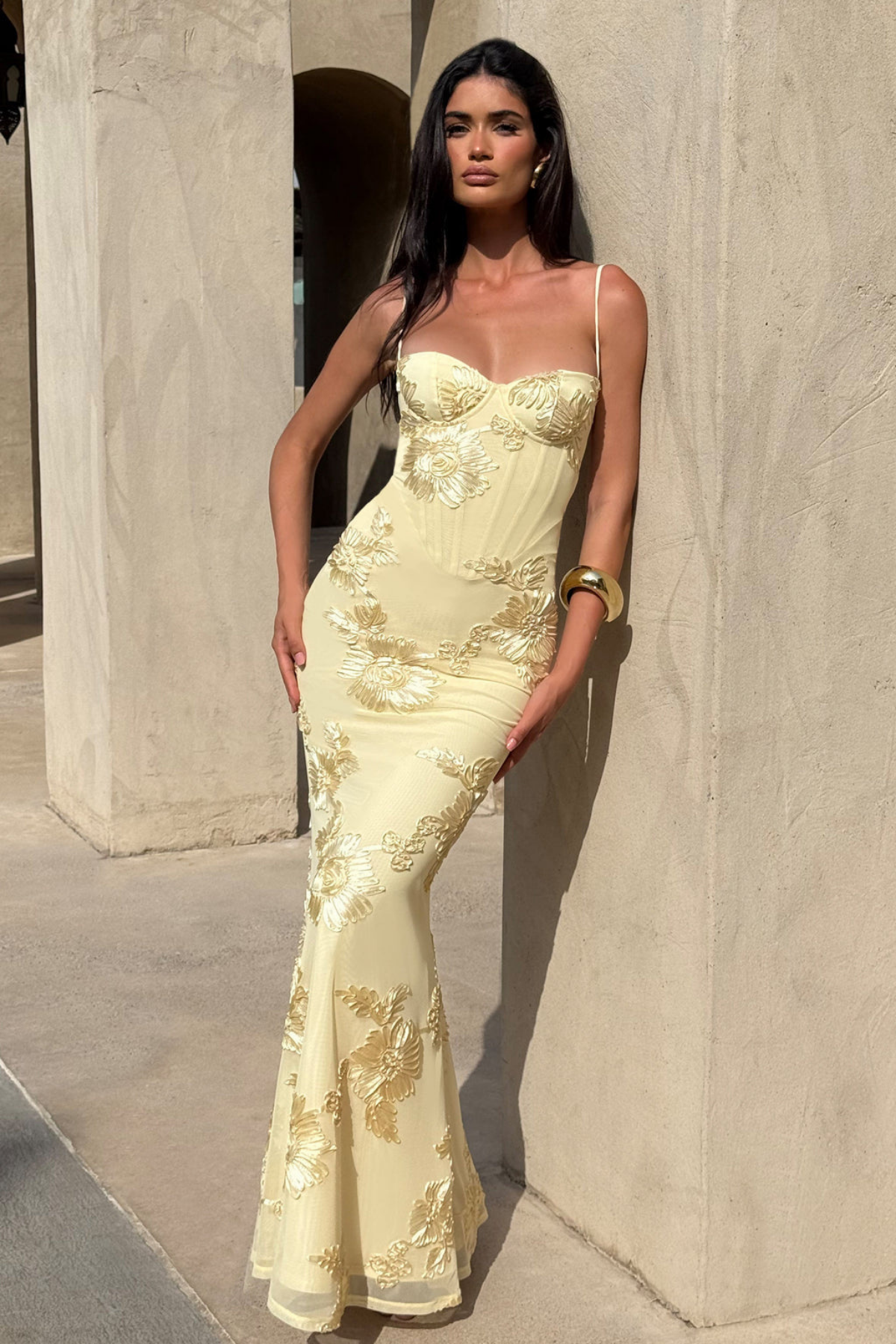 Seraphina floral embroidered bustier maxi dress