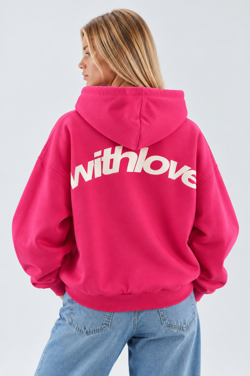Women Hoodie Oversized Front Pocket Logo Print