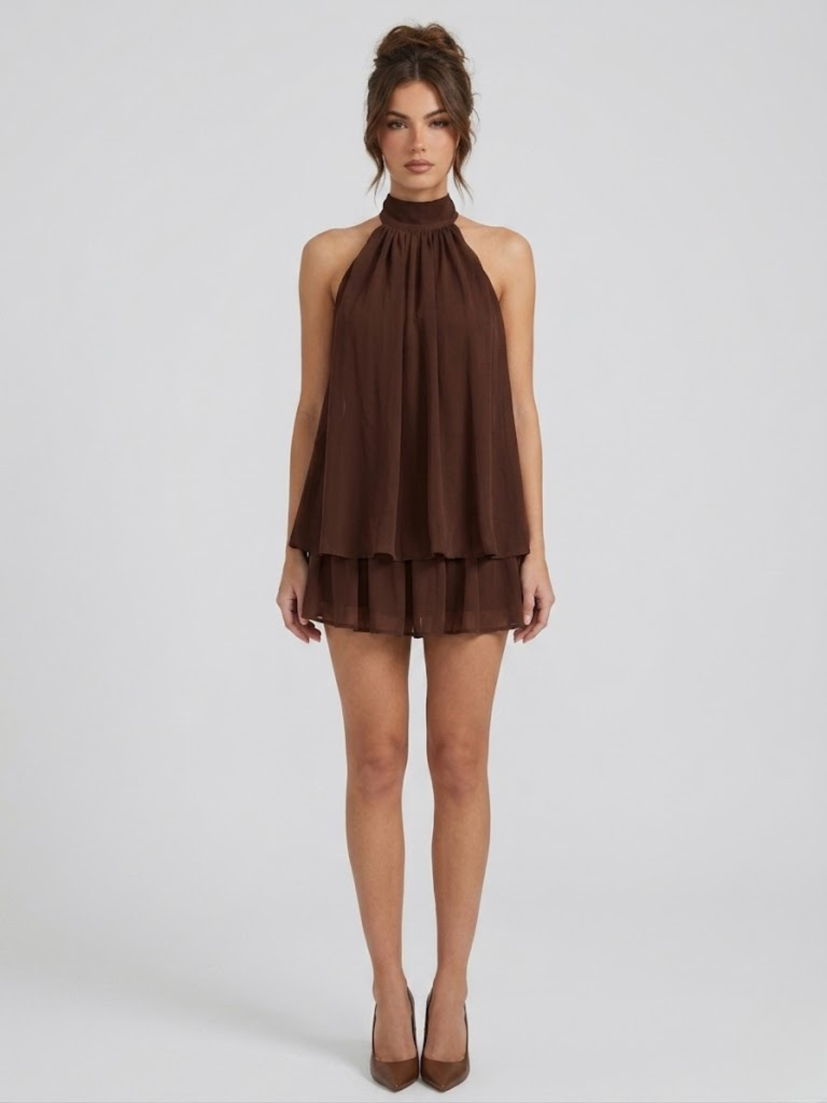 Evelyne halter chiffon mini dress