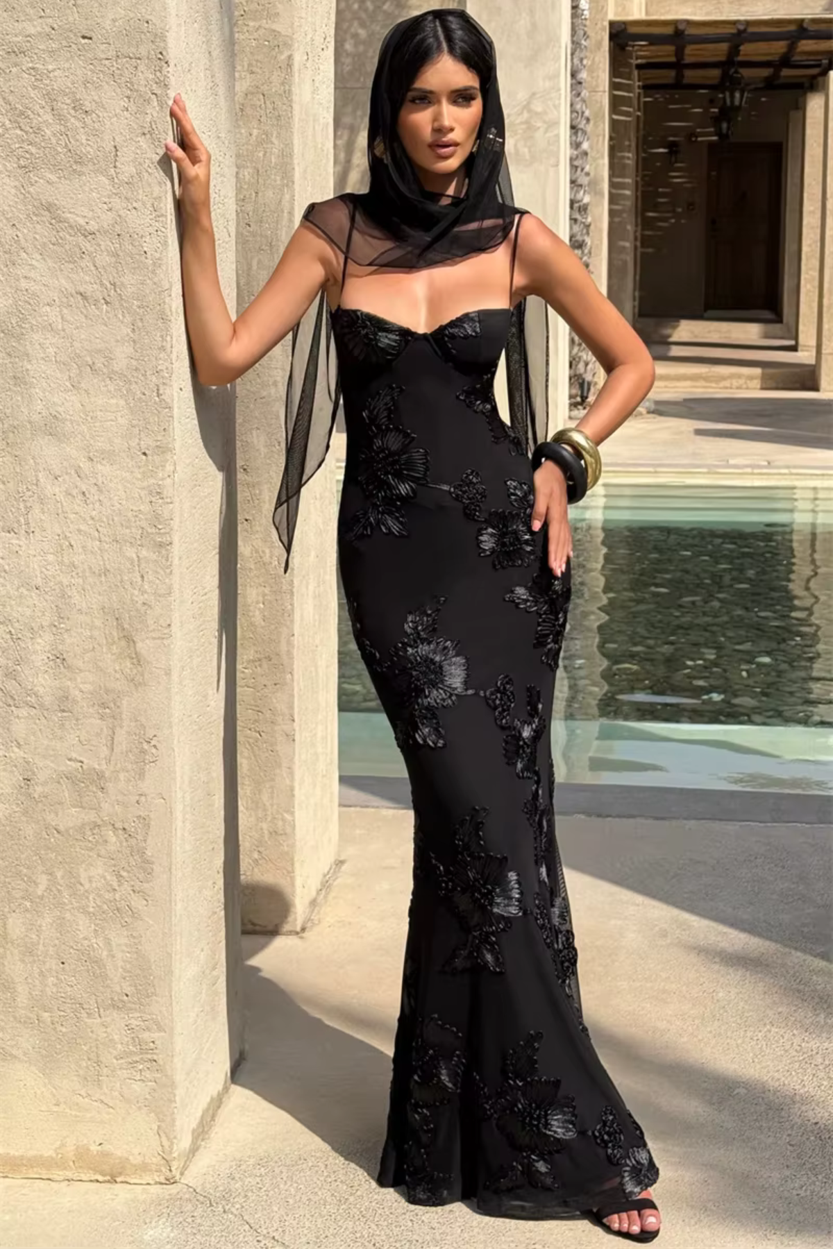 Seraphina floral embroidered bustier maxi dress